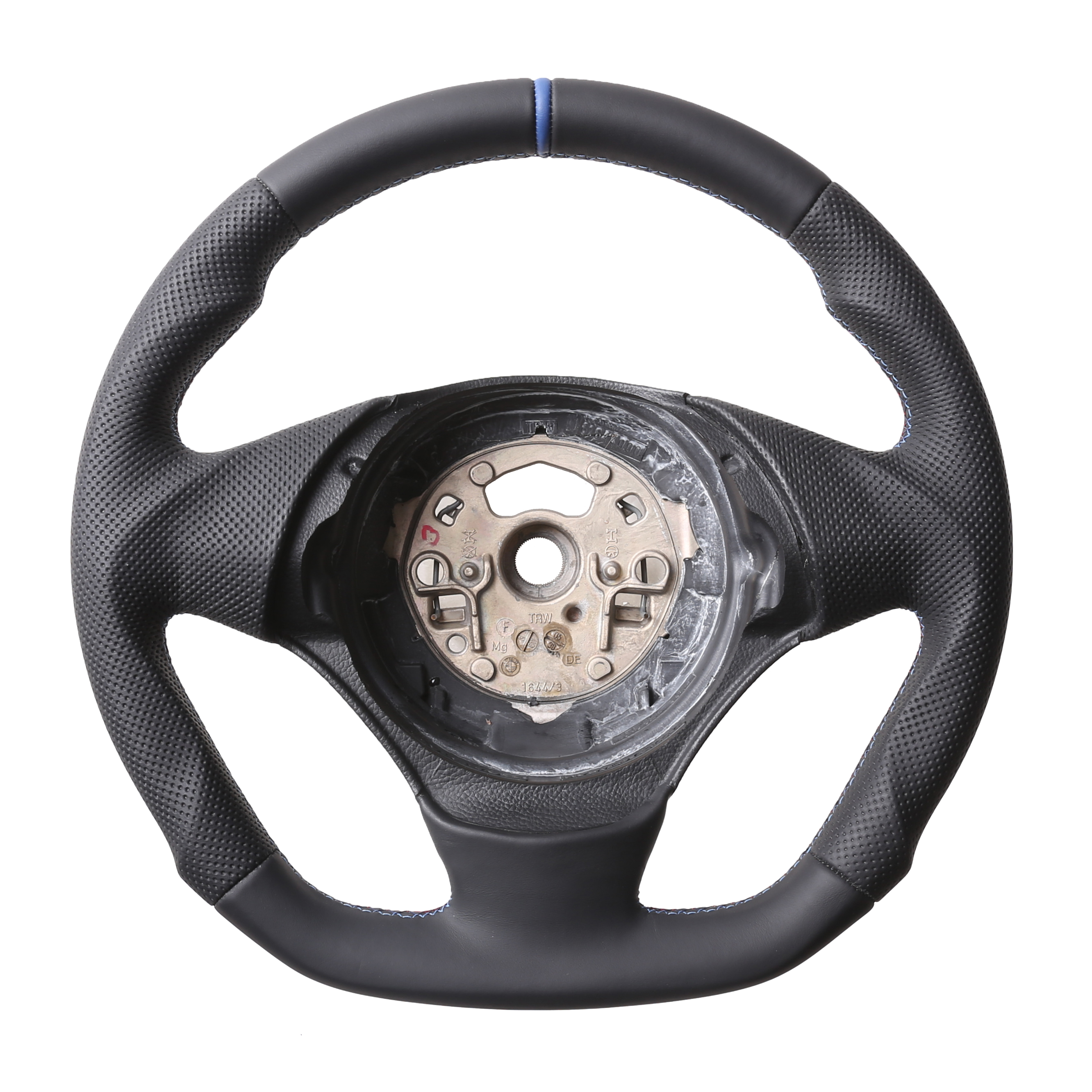 BMW Lenkrad E81 E82 E87 E88 1er Abgeflacht 12Uhr Markierung blau Kombibezug M-Naht