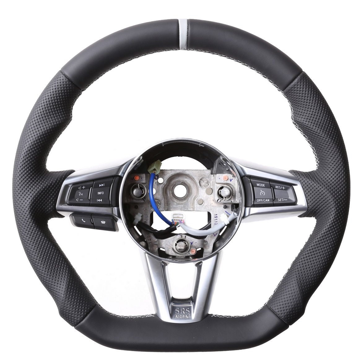 Mazda Lenkrad MX 5 Abgeflacht Kombibezug 12Uhr Markierung silber Naht silber