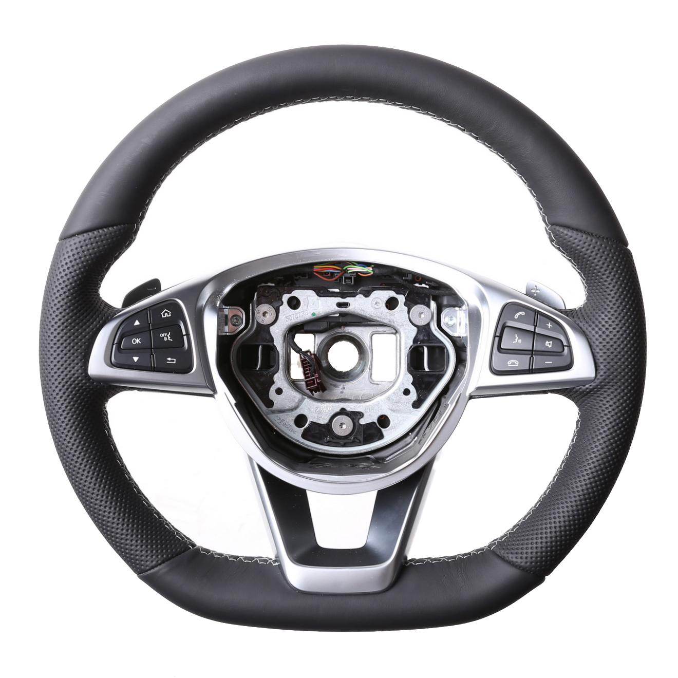 Mercedes Lenkrad A CLA GLA GLS Klasse W176 W117 X156 X166 Kombibezug Naht silber