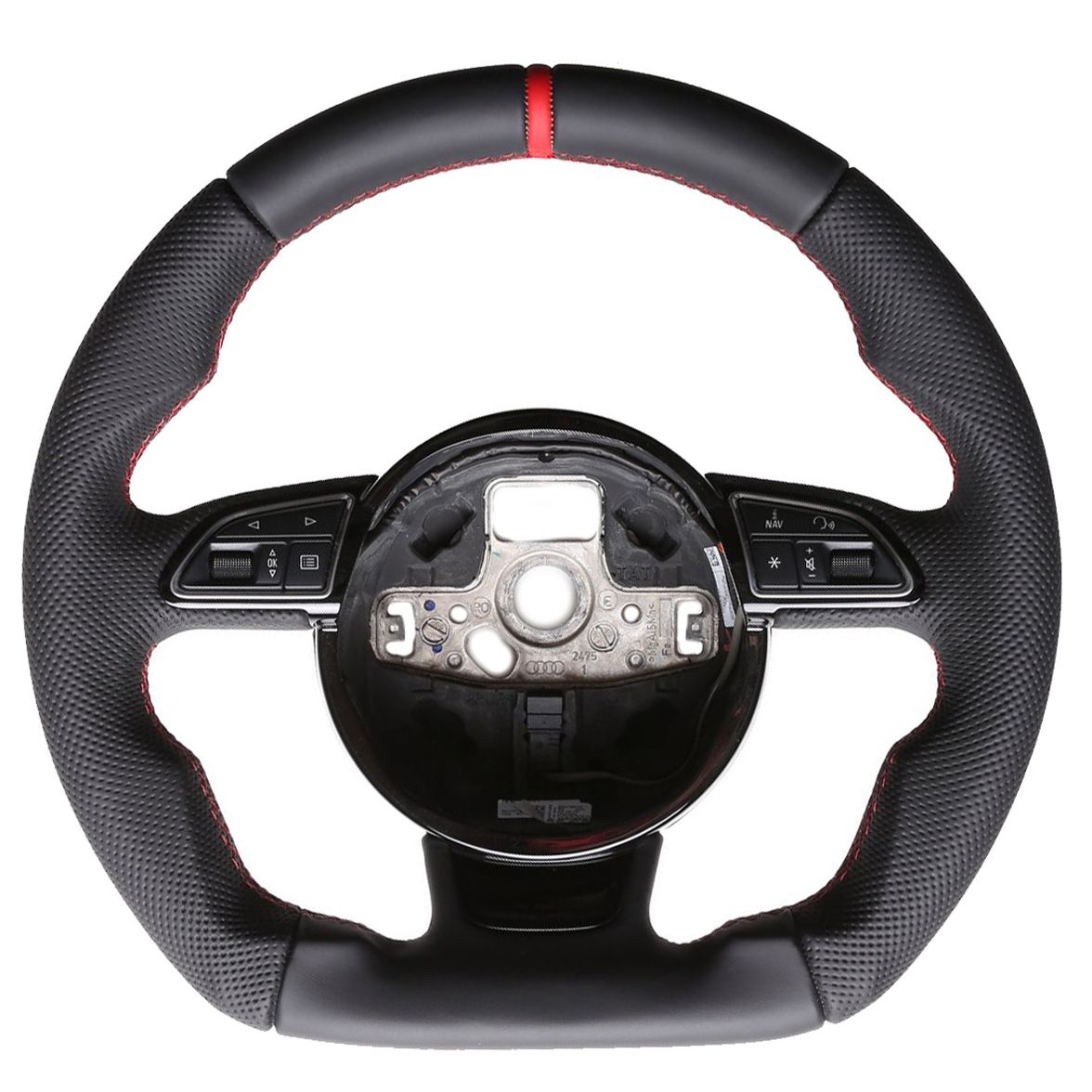 Audi Lenkrad A4 A1 S1 A6 S6 A7 A8 Q3 Abgeflacht NEU Kombibezug 12 Uhr Markierung rot Naht rot