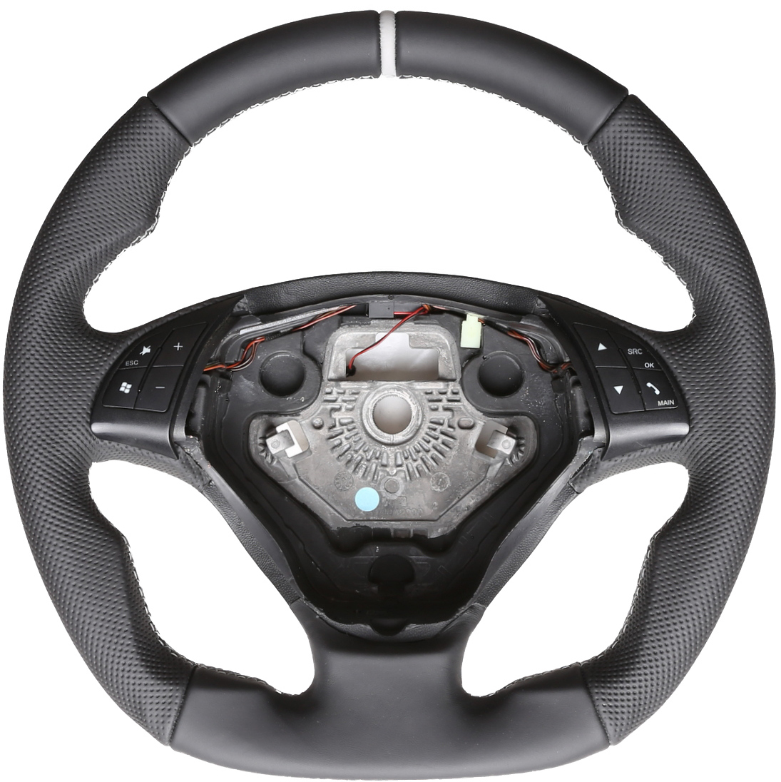 Fiat Lenkrad Grande Punto Abgeflacht Kombibezug 12 Uhr Markierung silber Naht silber