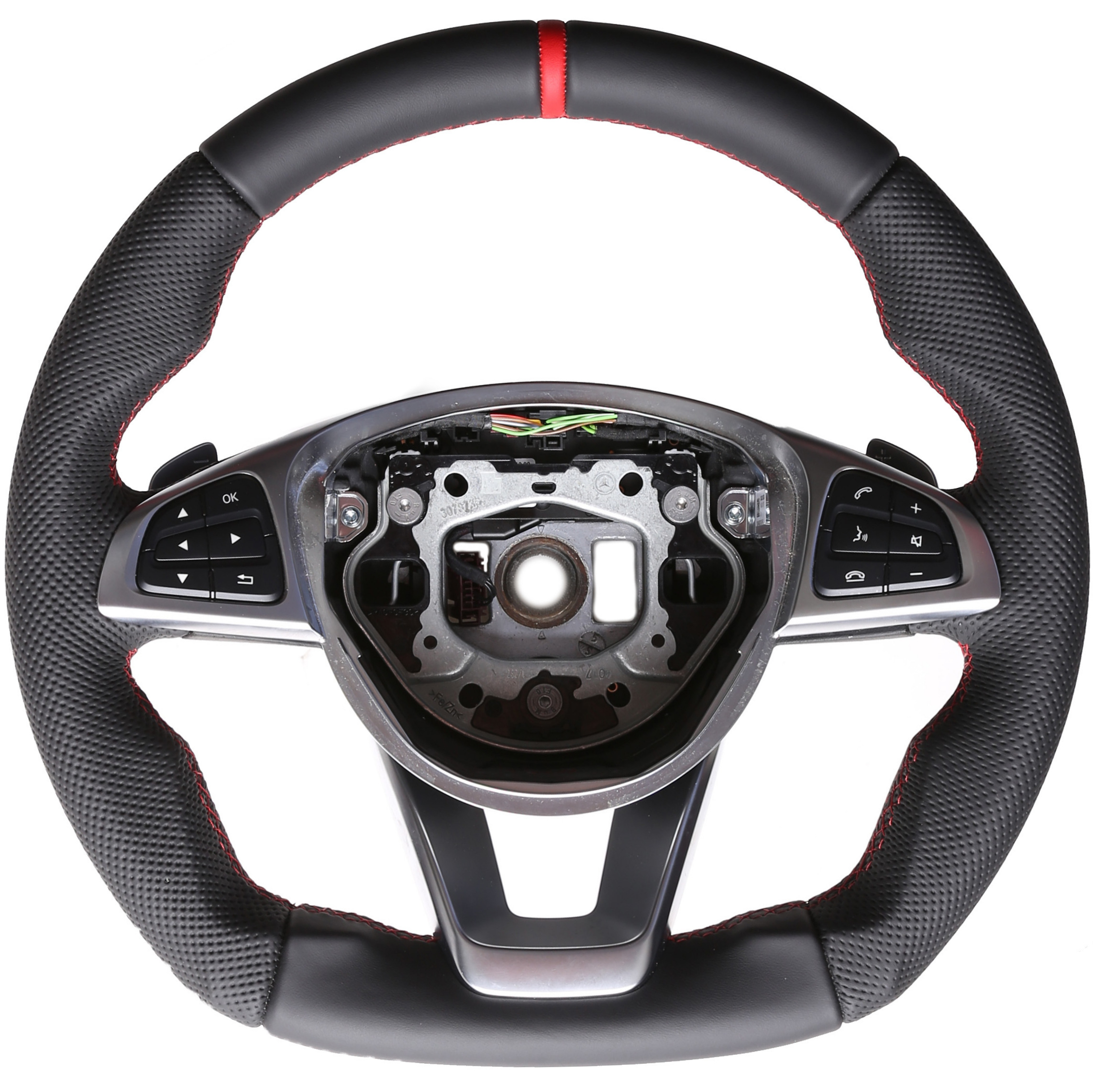 Mercedes Lenkrad B CLS GLC SLK Klasse W246 C218 X253 R172 Kombibezug 12 Uhr Markierung rot