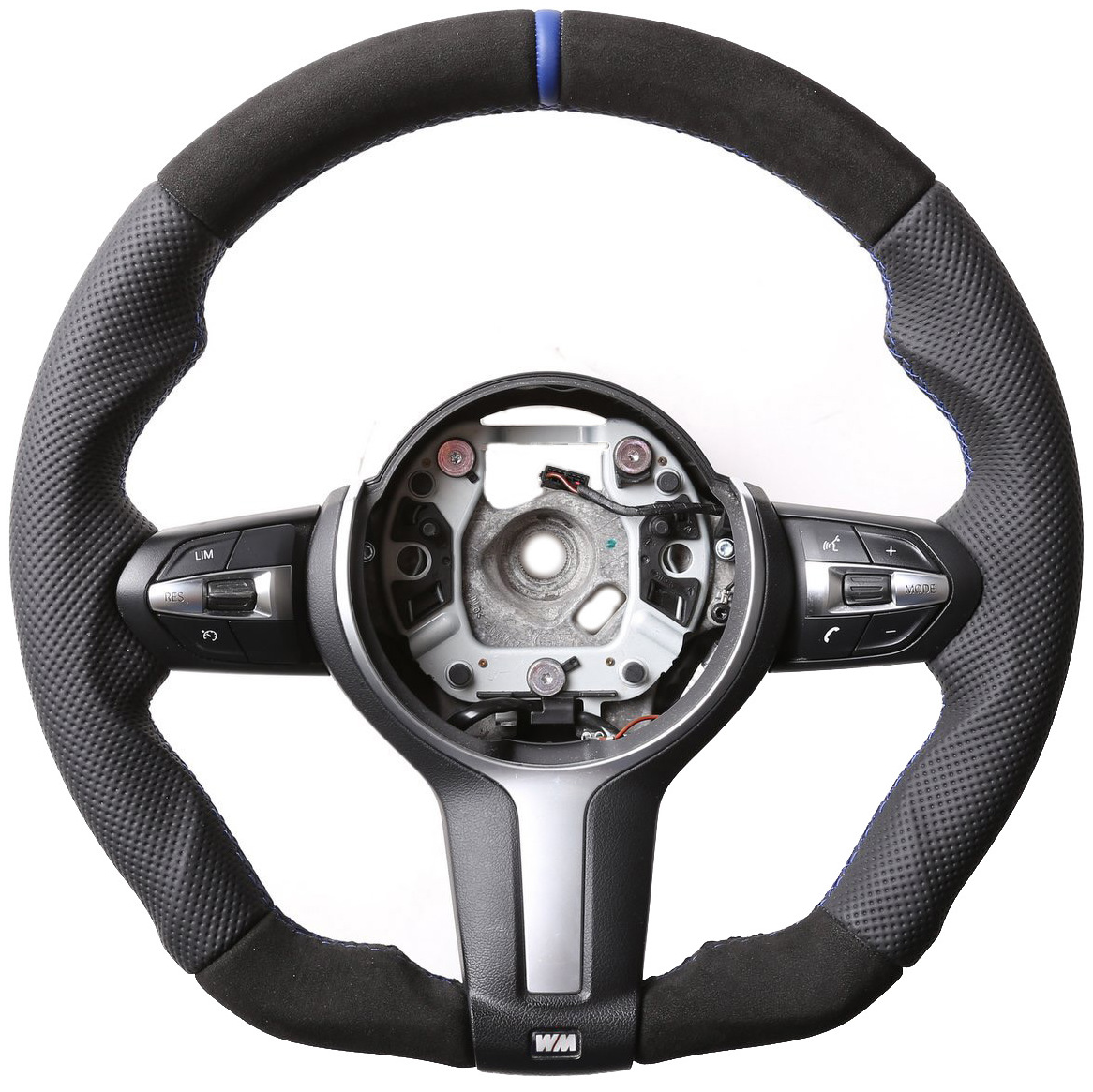 BMW Lenkrad  F01 F02 F07 F10 F11 F12 F13 Abgeflacht Kombibezug Alcantara 12Uhr Markierung blau