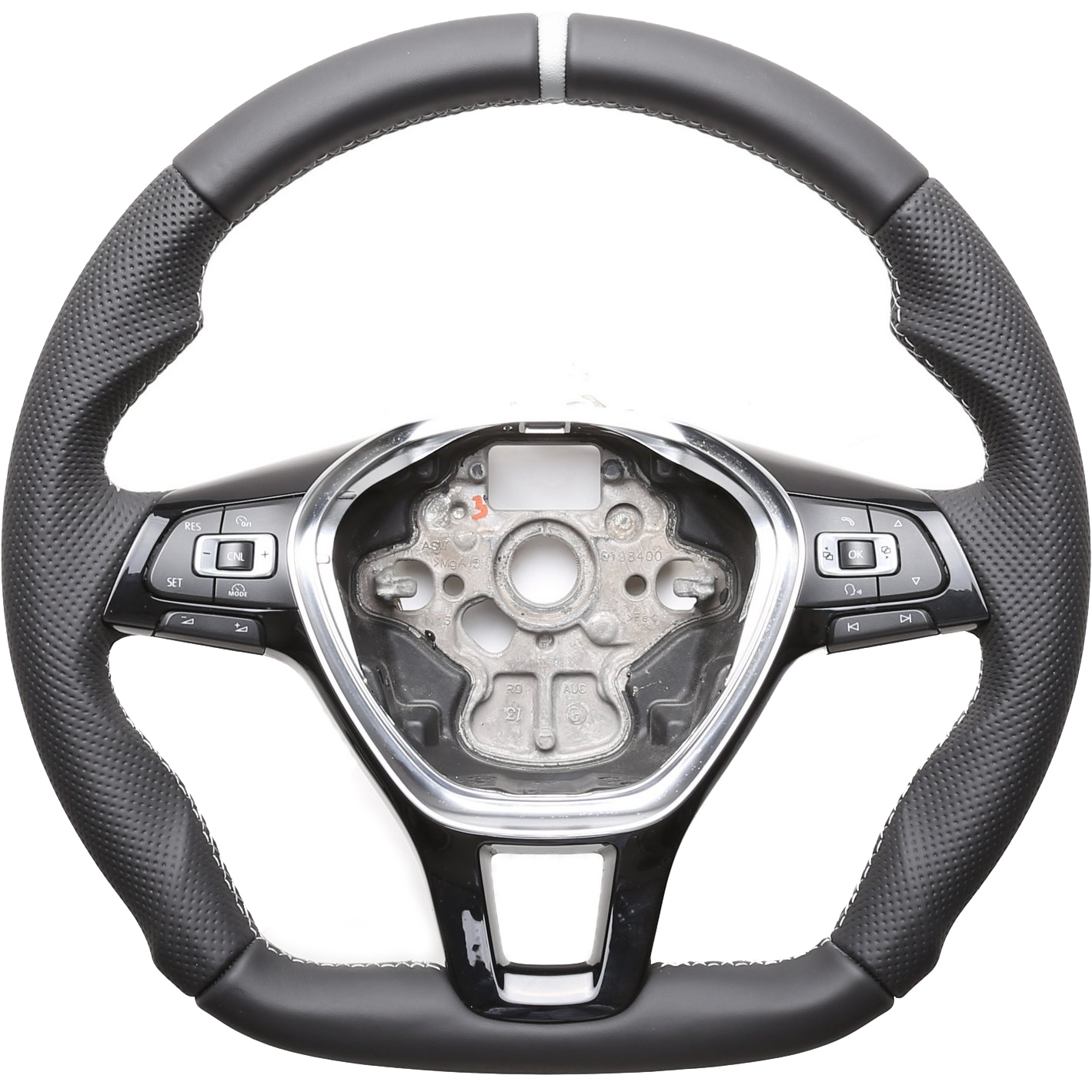 VW Lenkrad Golf 7 Passat B8 T6 Amarok Arteon Abgeflacht 12 Uhr Markierung silber Kombibezug