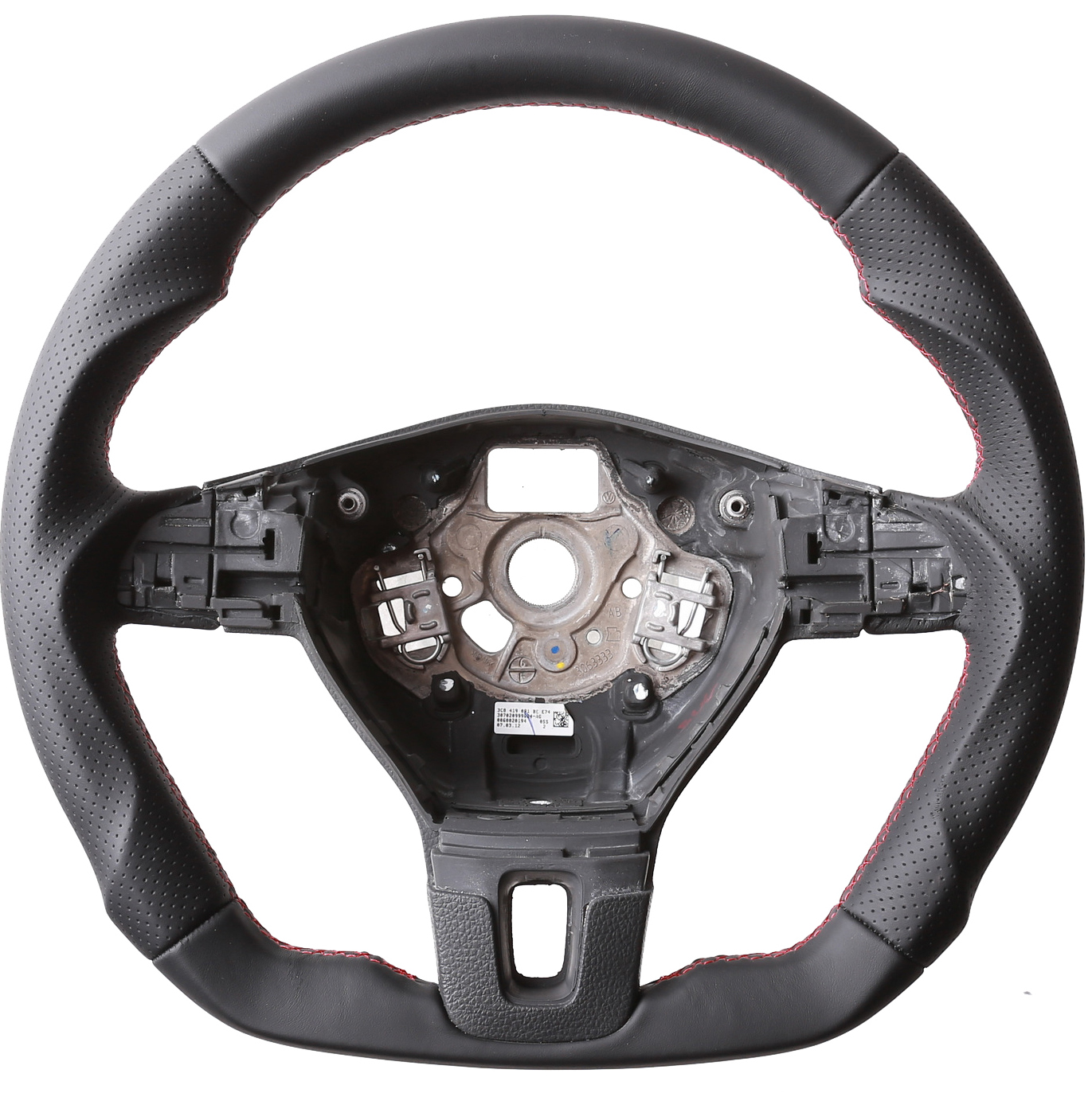 VW Lenkrad Golf 6 Caddy Tiguan Touran T5 Passat 3C Abgeflacht Kombibezug Naht rot