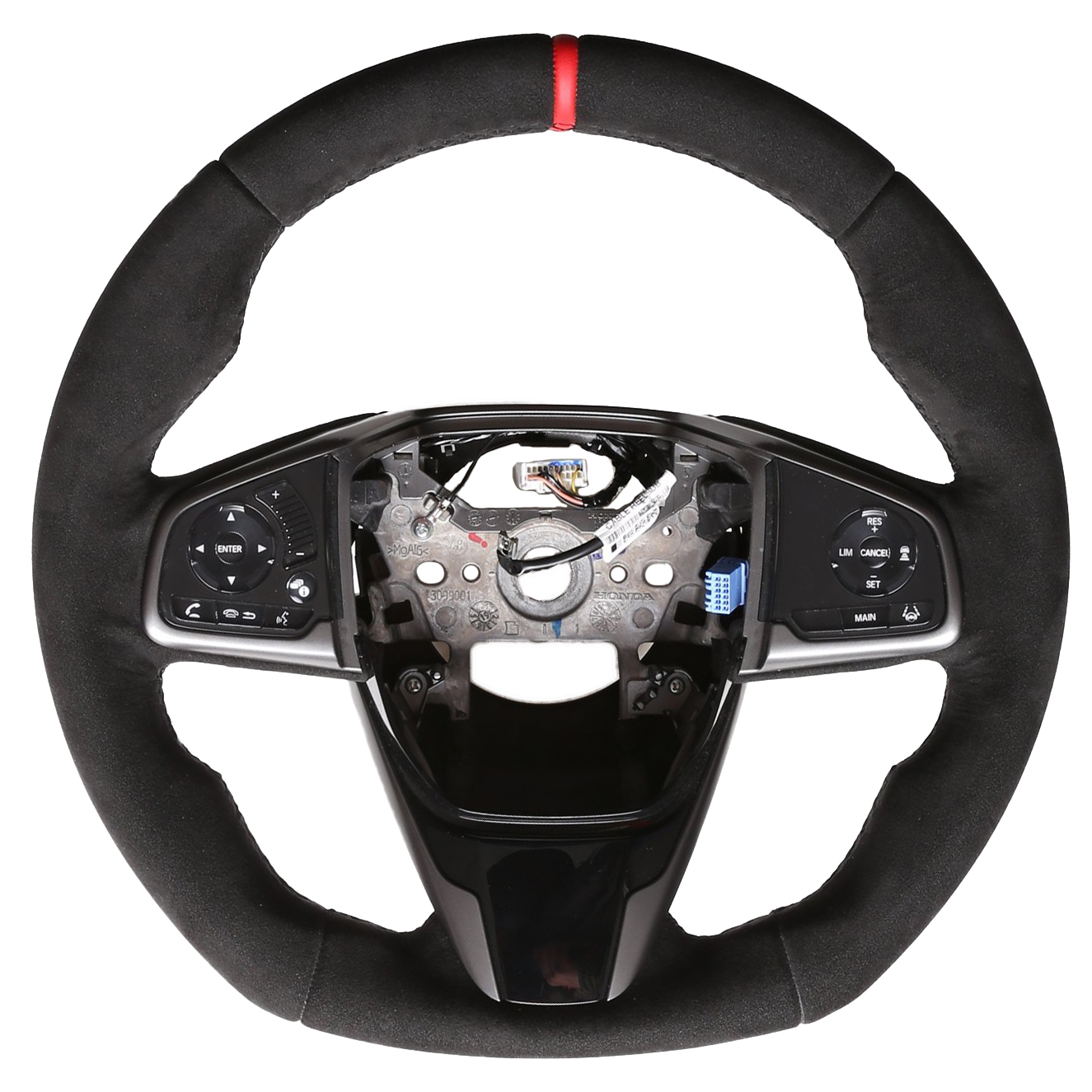 Honda Lenkrad Civic X Type R Abgeflacht Alcantara 12 Uhr Markierung rot Naht schwarz