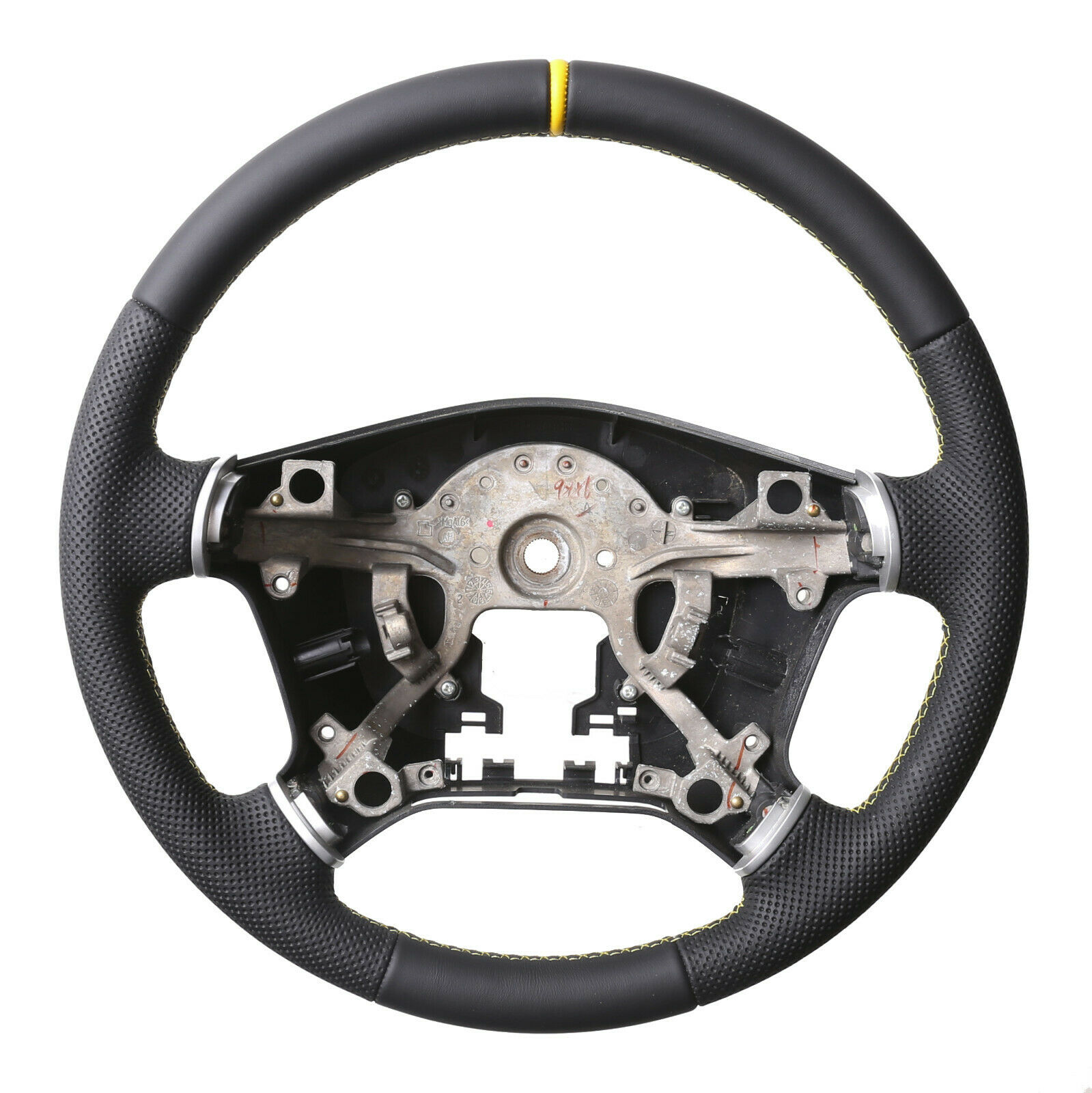 Mitsubishi Pajero Lenkrad V80 V90 V20 Kombibezug 12 Uhr Markierung gelb Naht gelb