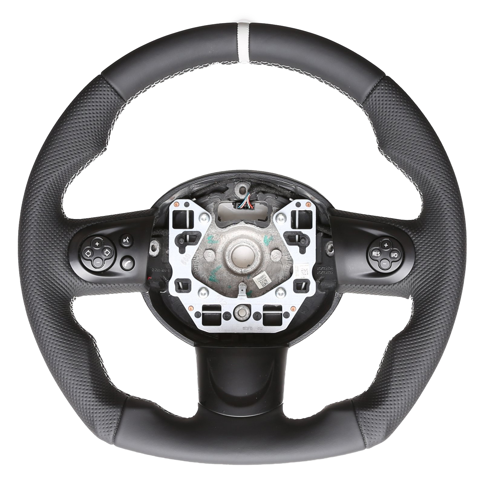 Mini Lenkrad One Mini Cooper R55 R56 R57 Abgeflacht Kombibezug 12 Uhr Markierung silber Naht silber