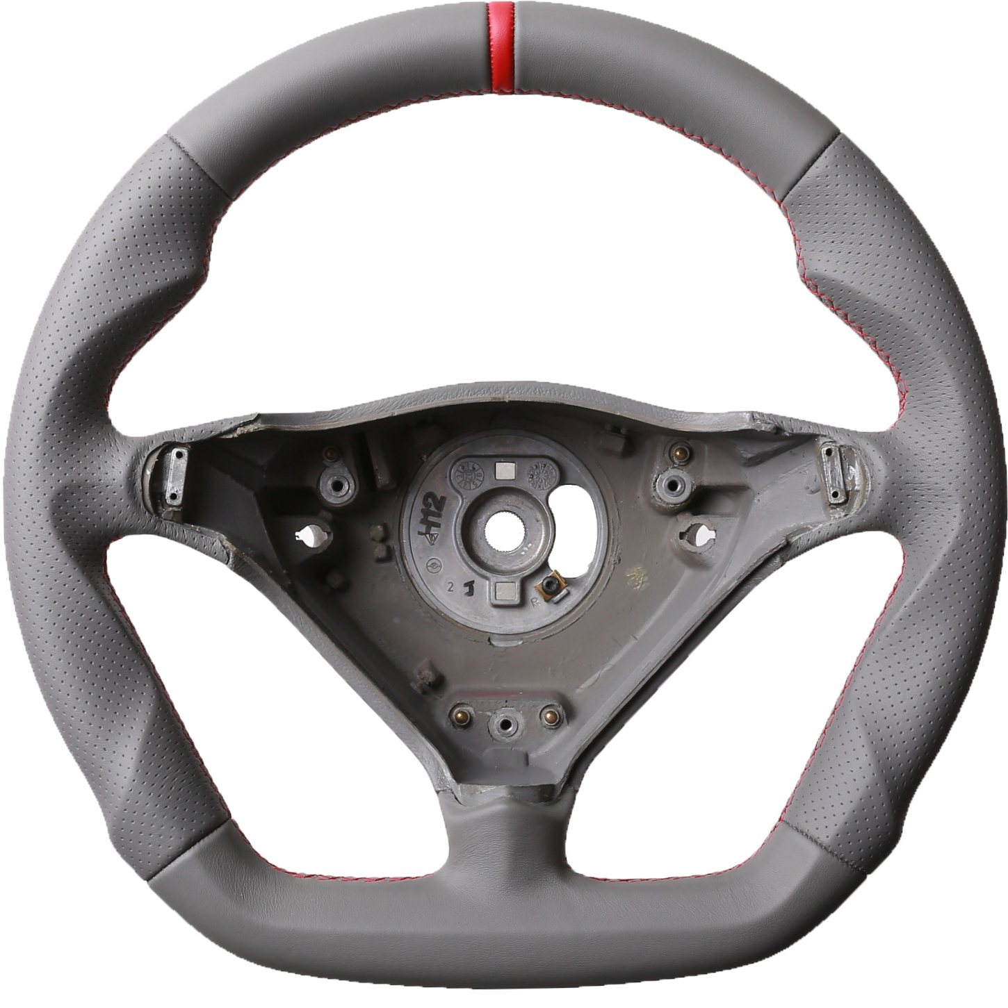 Porsche Lenkrad 911 993 996 986 Boxster grau Abgeflacht 12Uhr Markierung rot Kombibezug Naht rot