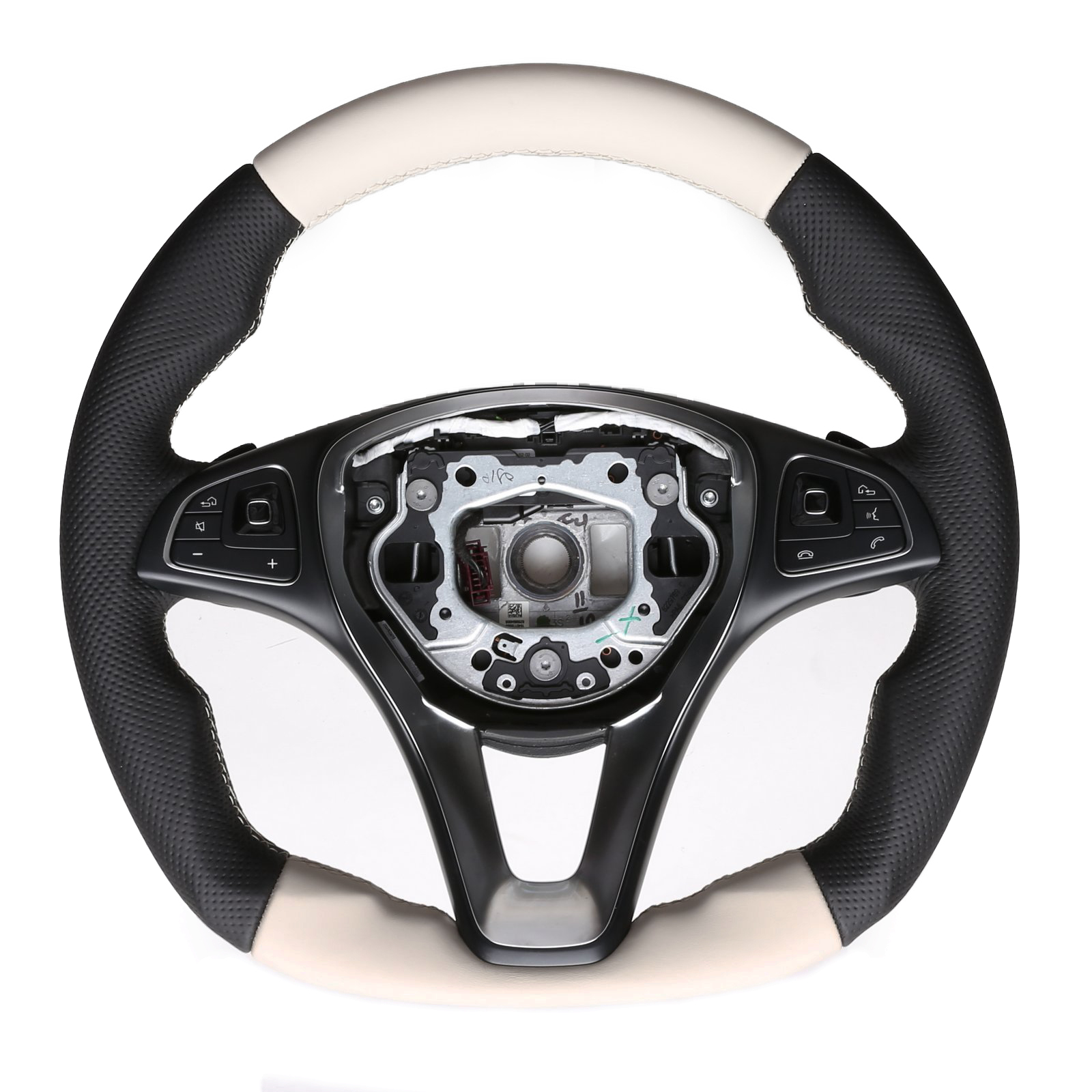 Mercedes Lenkrad A CLA GLC X Klasse W176 W117 X253 470 Abgeflacht NEU Bicolorbezug beige Naht beige