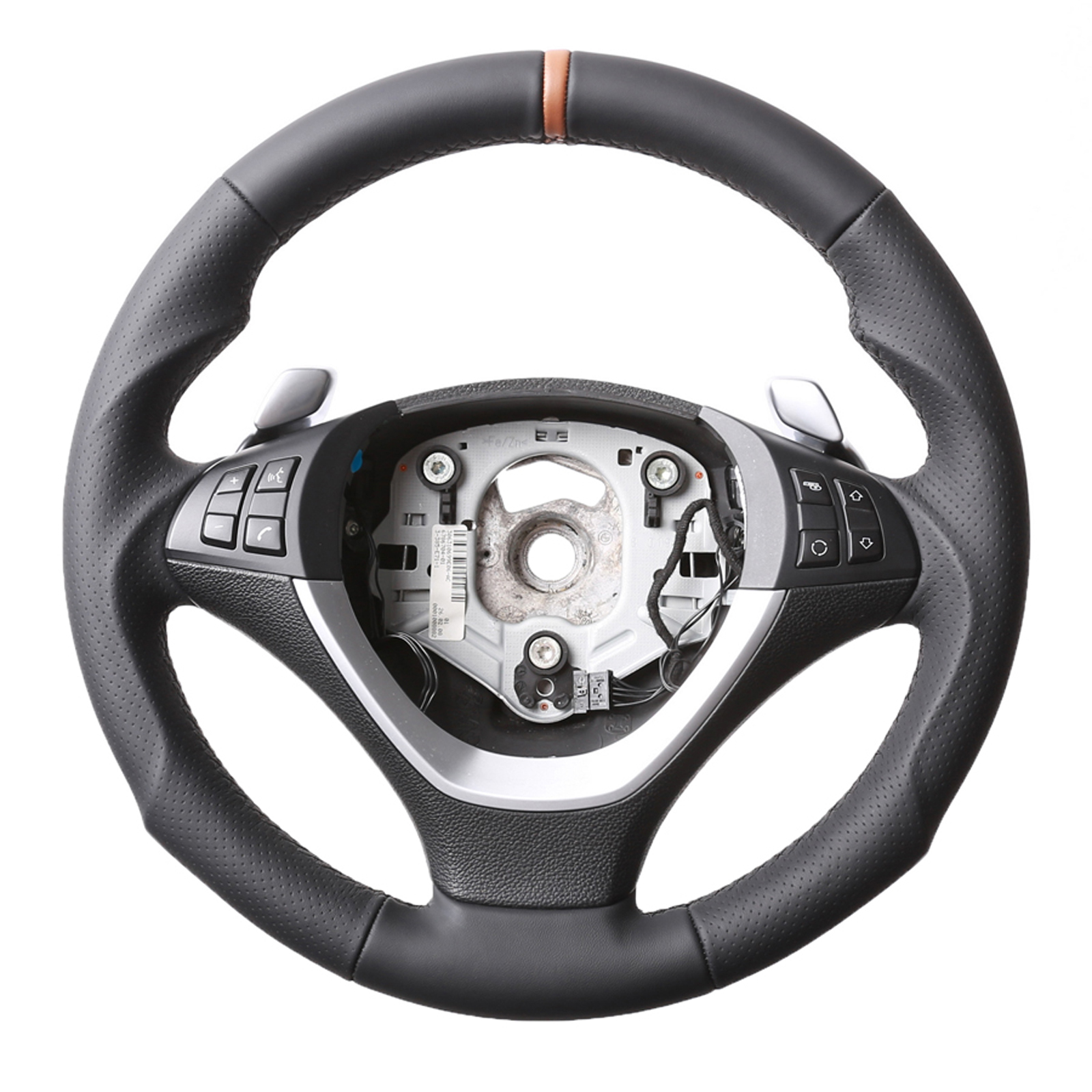 BMW Lenkrad X5 E70 X6 E71 E72 SMG Tuning inkl 12 Uhr Markierung braun Kombibezug Naht schwarz