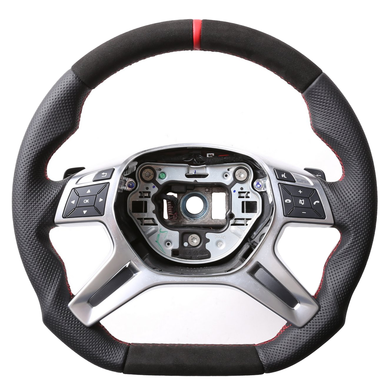 Mercedes Lenkrad C Klasse W166 ML X166 W212 W463 Abgeflacht Alcantara 12 Uhr Markierung rot