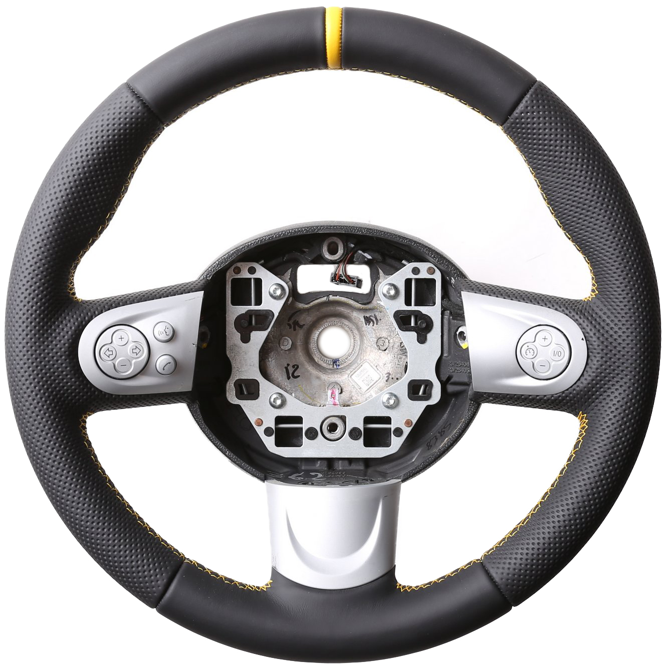 Mini Lenkrad One Mini Cooper R55 R56 R57 Kombibezug 12 Uhr Markierung gelb Naht gelb