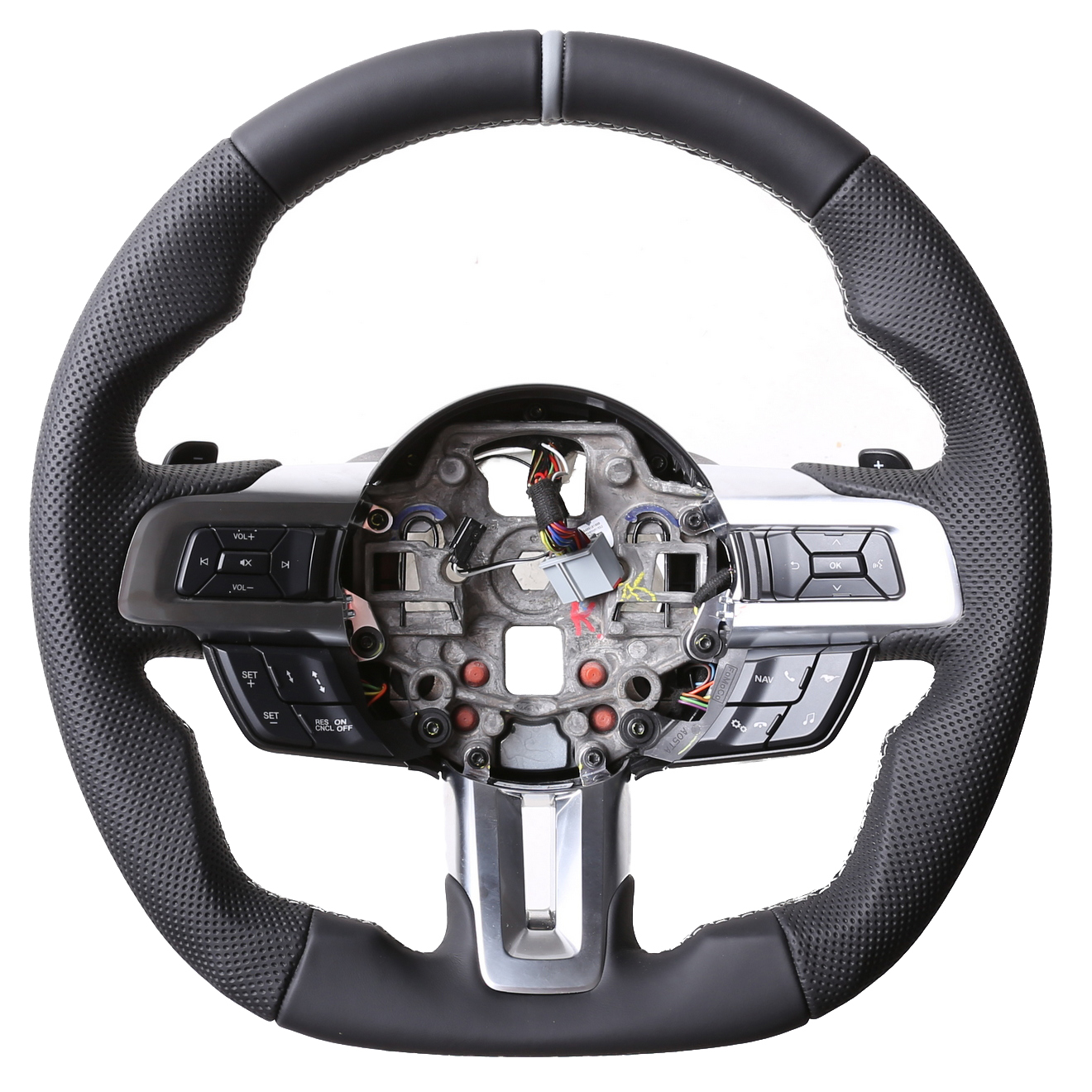 Ford Mustang Lenkrad Abgeflacht NEU Kombibezug 12 Uhr Markierung grau Naht silber