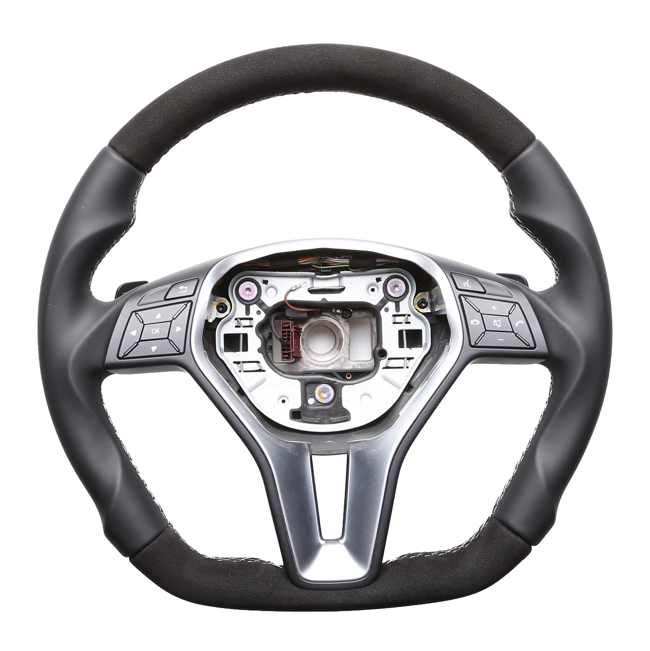 Mercedes Lenkrad A CLS GLK Klasse W176 C218 X204 Abgeflacht Alcantara Naht silber