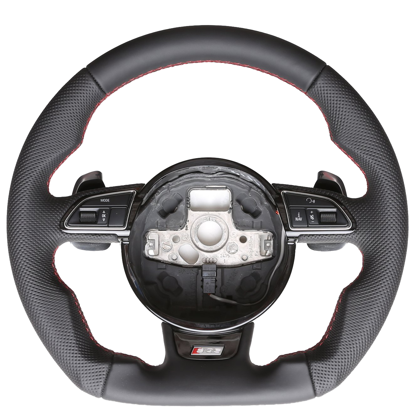 Audi Lenkrad A4 A1 S1 A6 S6 A7 A8 Q3 Abgeflacht Kombibezug Naht rot