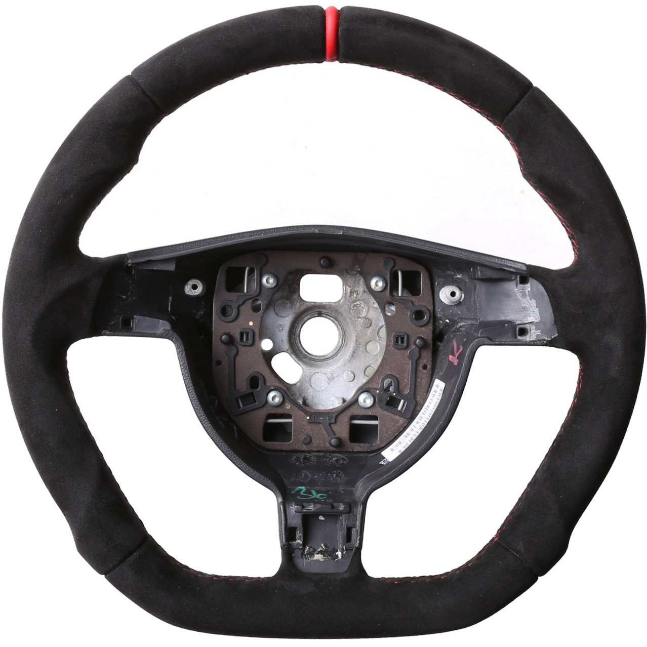 Porsche Lenkrad 911 997 Boxster Cayman 987 Abgeflacht Alcantara 12 Uhr Markierung rot Naht rot